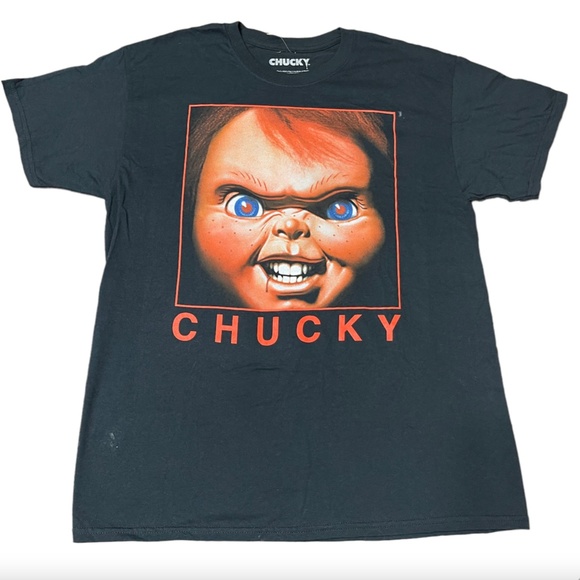 Chucky Child’s Play Square Face 2004 Black T-shirt Sz Large Horror Bride Graphic - Picture 1 of 8